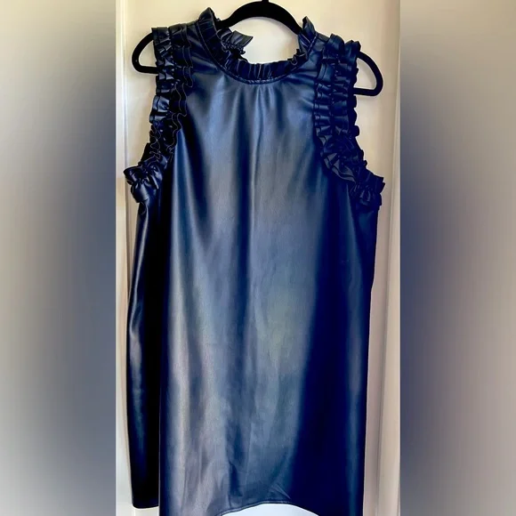 Versona | Dresses | Versona Sleeveless Faux Leather Ruffle Dress | Poshmark Versona | Dresses | Versona Sleeveless Faux Leather Ruffle Dress | Poshmark